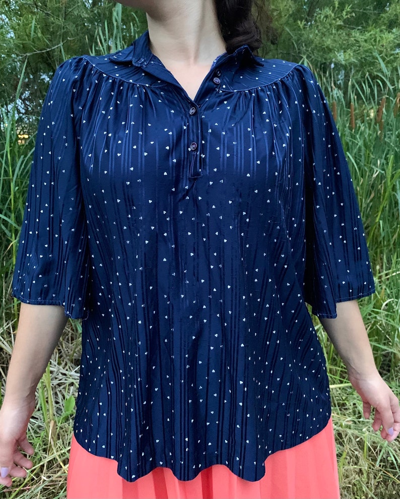 Navy Polka Dot Blouse image 1