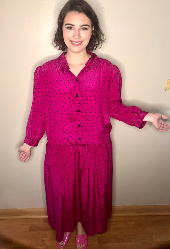 Fuchsia Polka Dot Dress