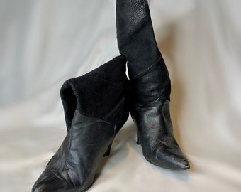 Black Suede Heeled Boots