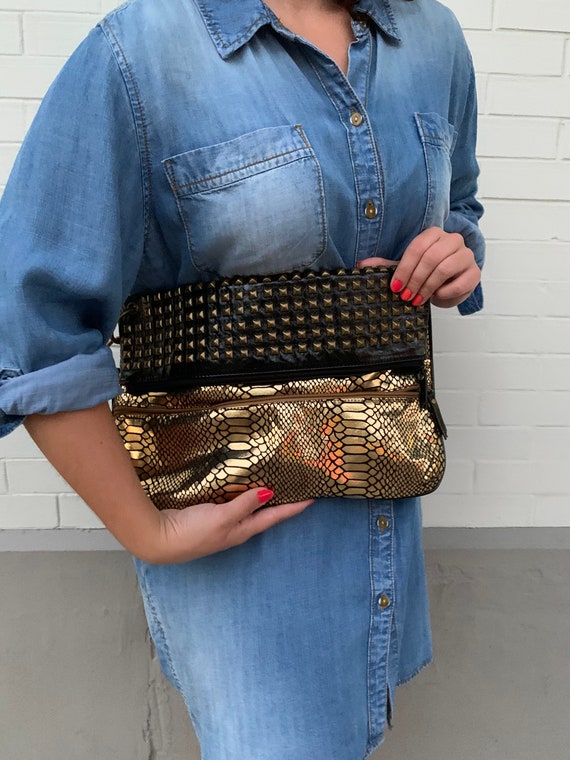 Gold and Black Stud Purse