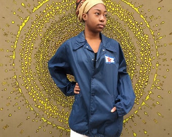 Vintage 1970's Blue Button Front Windbreaker