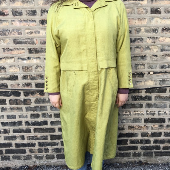 Vintage 1980's Lime Green Coat With Shoulder Pads… - image 3