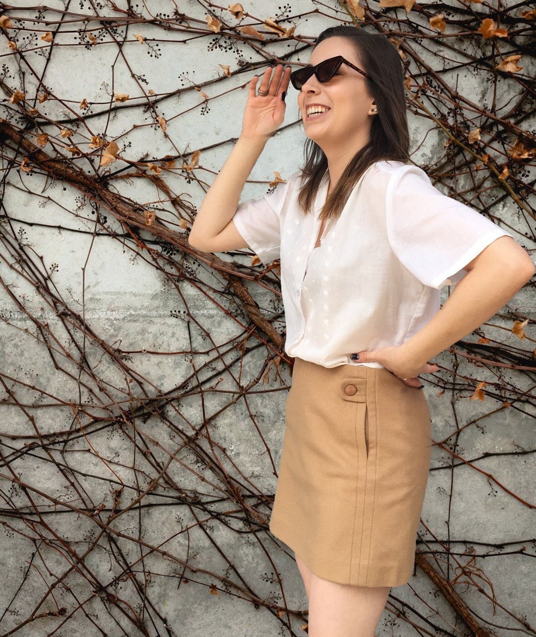 Vintage 1990's J Crew Wool/cashmere Blend Beige Mini Skirt - Etsy