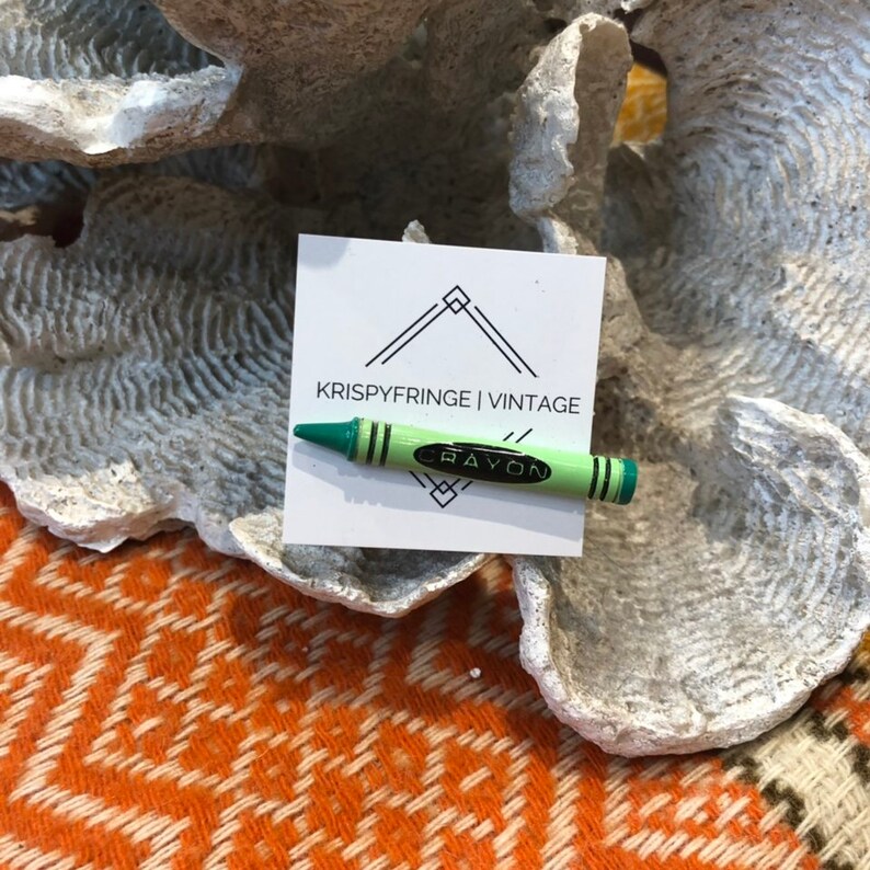 Vintage unique green crayon pin