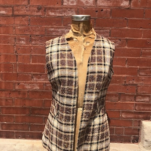 Vintage 80's Brown Plaid Vest
