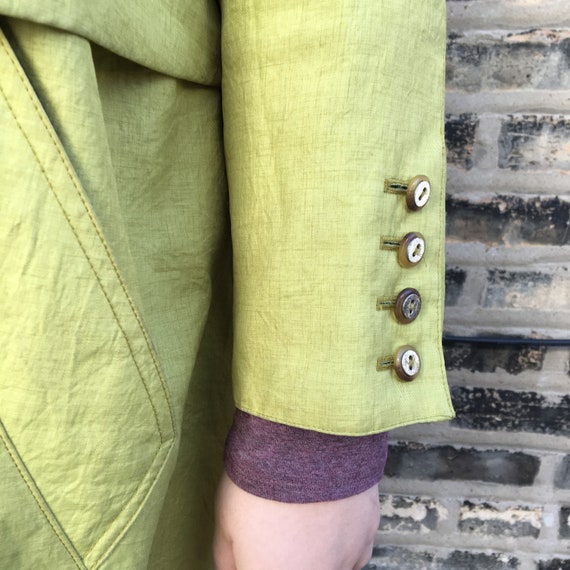 Vintage 1980's Lime Green Coat With Shoulder Pads… - image 4