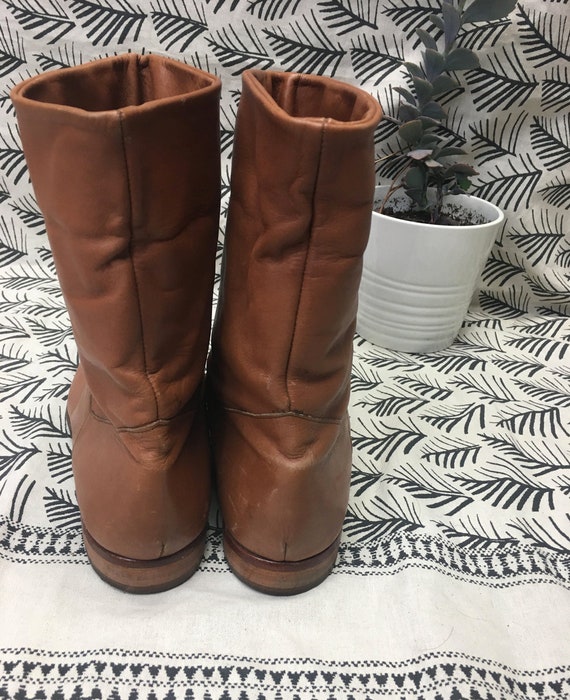 Vintage Brown Leather Boots - US Women's Size 9 - image 3