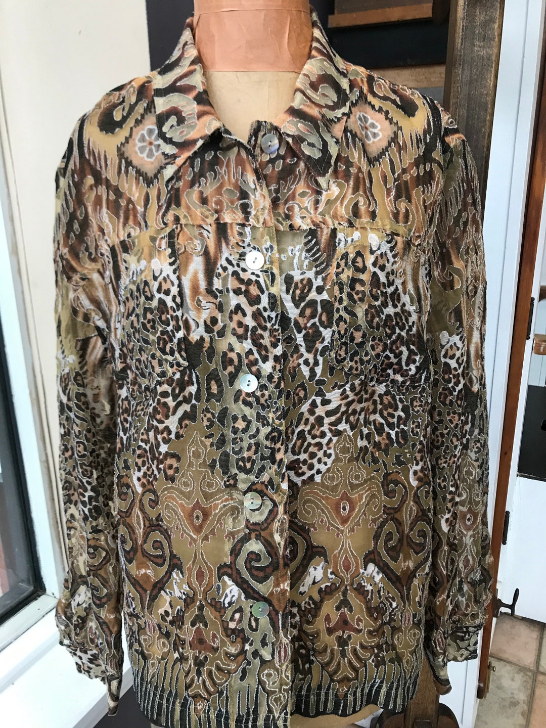 Vintage Abstract Animal Pattern Mesh Light Jacket - Etsy