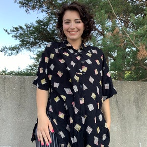 Black Retro Blouse