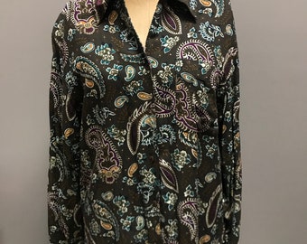 Vintage Brown Paisley Long Sleeve Button Down