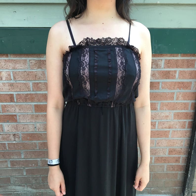 Vintage 1990/'s Lace Maxi Dress With Spaghetti Straps