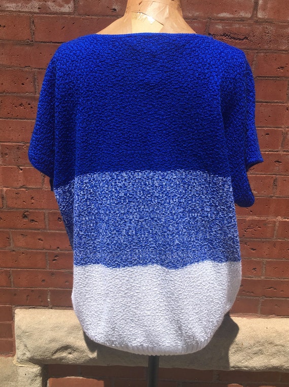 Vintage Blue and White Knit Top - image 4