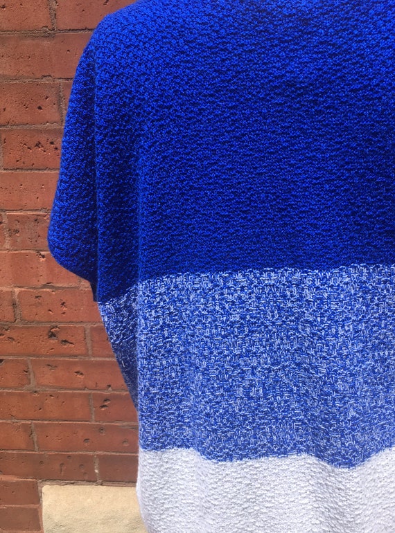 Vintage Blue and White Knit Top - image 5