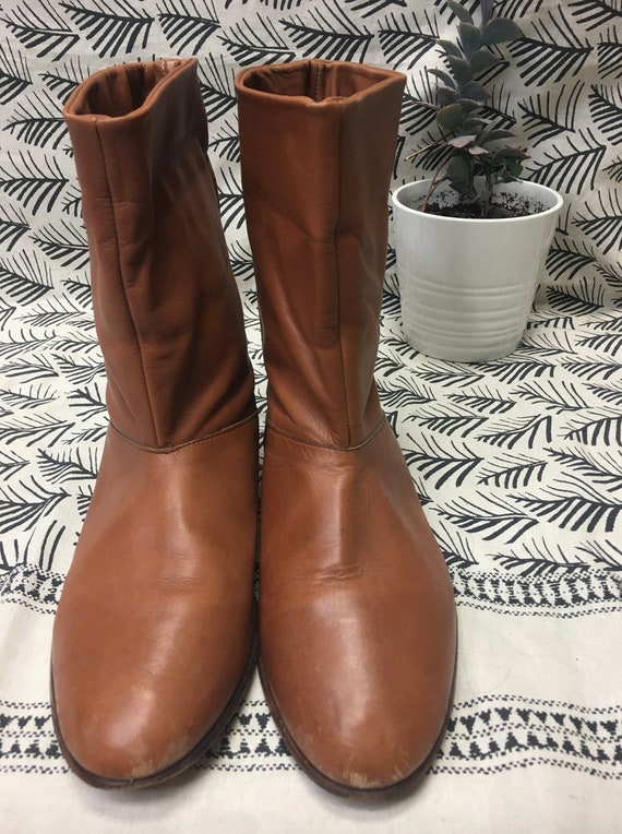 Vintage Brown Leather Boots - US Women's Size 9 - image 2