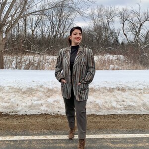 Grey and Brown Striped Blazer