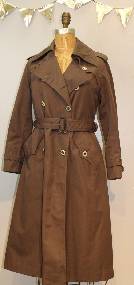 Vintage Brown Double Breasted Trench w/ 70's inspi