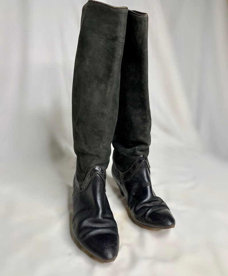 Black Suede and Leather Boots image 3