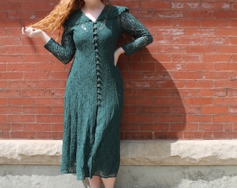 90's Green Lace Maxi Dress by All That Jazz - Etsy
