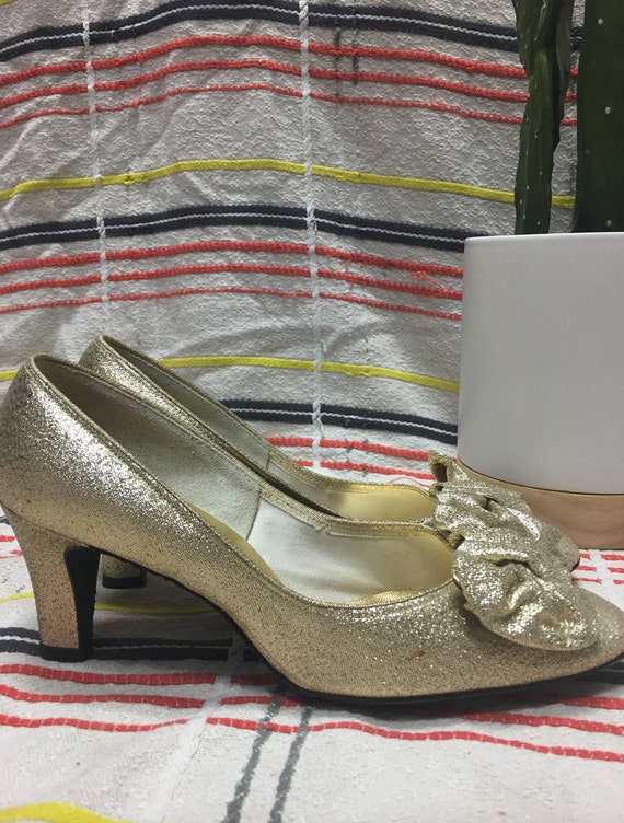 Vintage Gold Sparkly Heels - image 1