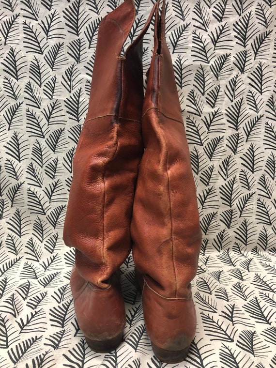 Vintage Brown Leather Over the Knee Boots - Woman… - image 4