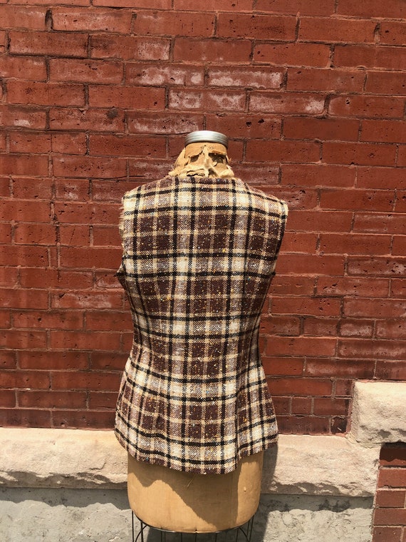 Vintage 80's Brown Plaid Vest - image 5