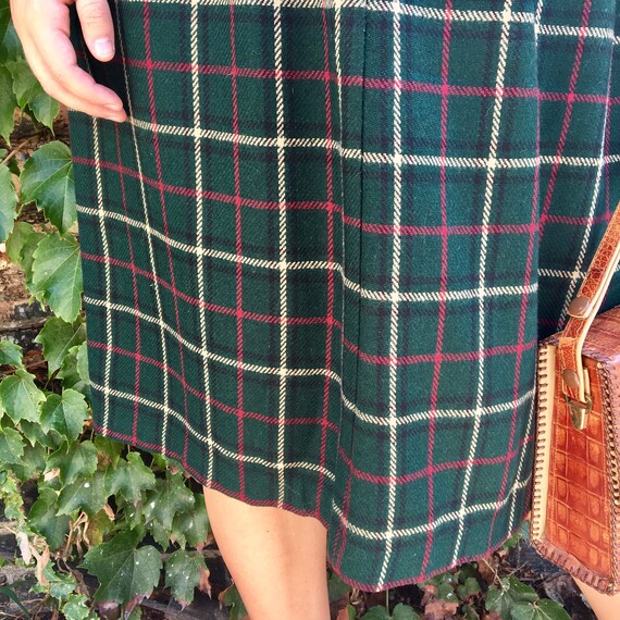 Vintage 1990's Dark Green Plaid Skirt - image 2