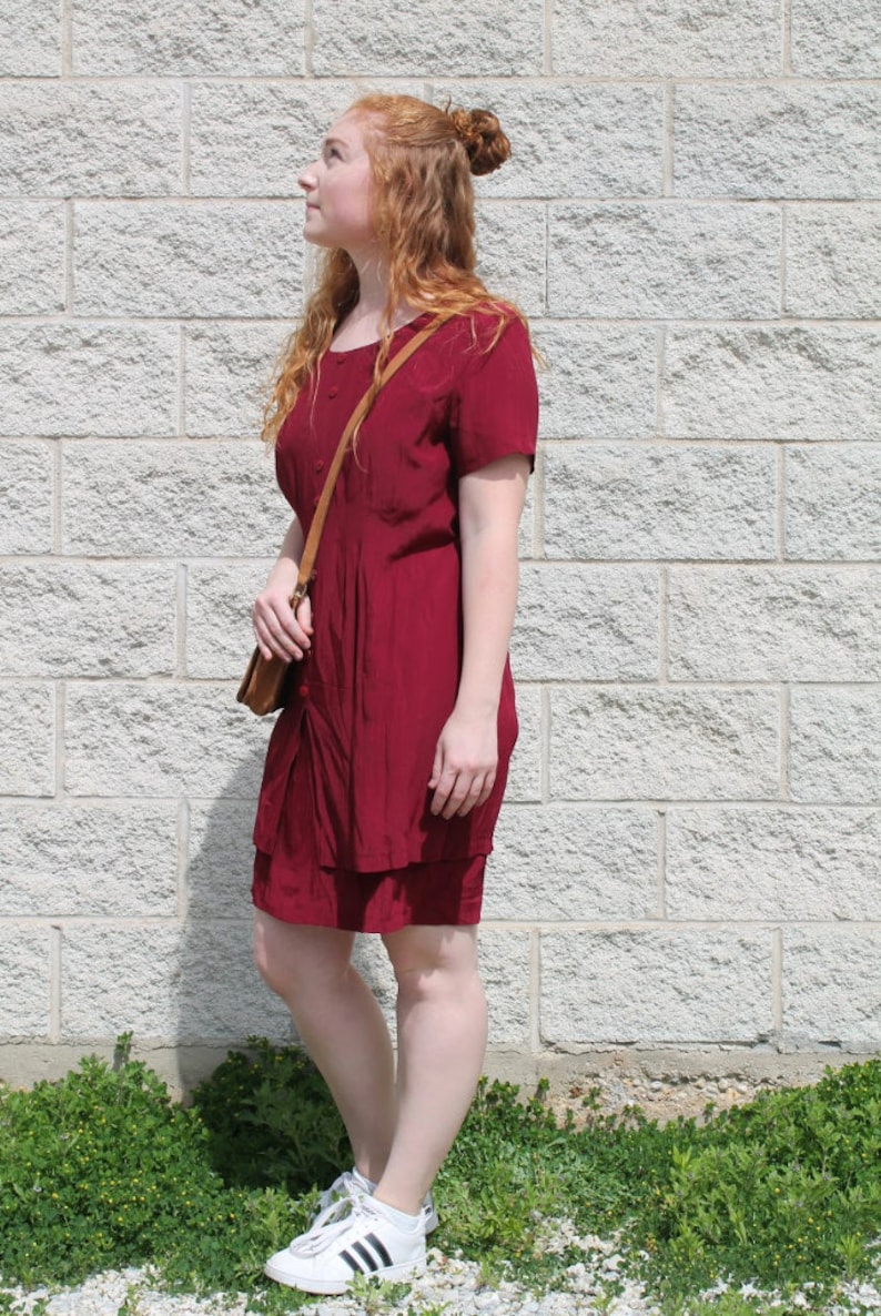 Vintage Button Down Maroon Dress