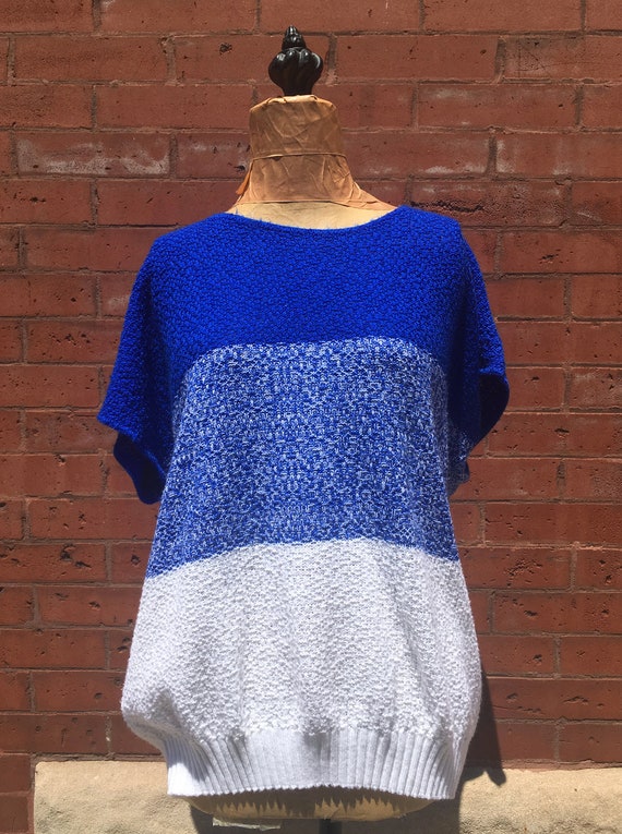 Vintage Blue and White Knit Top - image 1