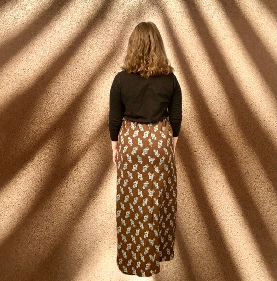 Vintage Brown and Teal Maxi Skirt - image 4