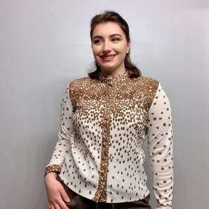 White and Brown floral Blouse image 2