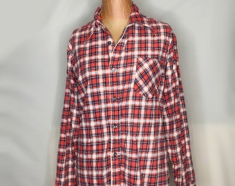 Red Blue and White Plaid Flannel