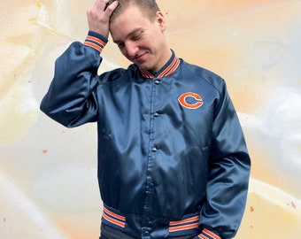 Vintage Navy Chicago Bears Jacket with Snap Enclosures