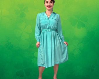 Blue Green Silky Dress