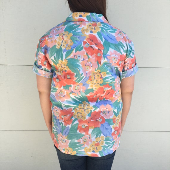 Vintage 1990's Watercolor Floral Button Up - image 6