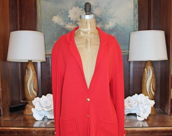 Red Collard Cardigan with Gold Buttons