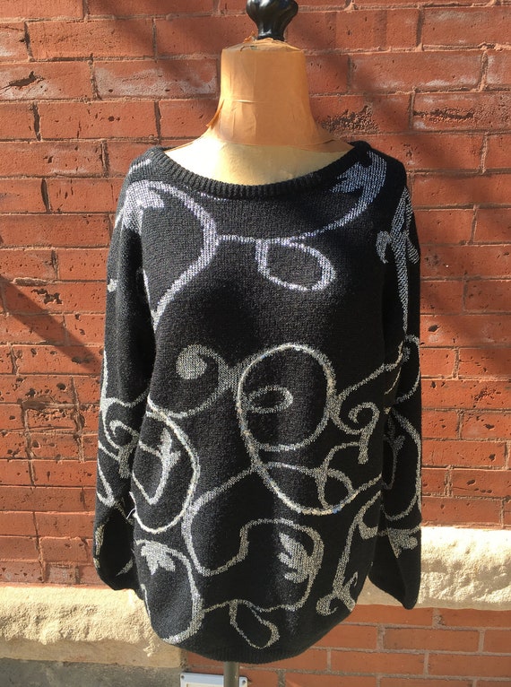 Vintage Black and Silver Sweater