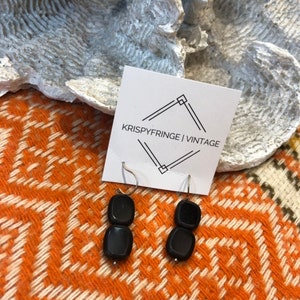 Vintage black layered stone dangly earrings