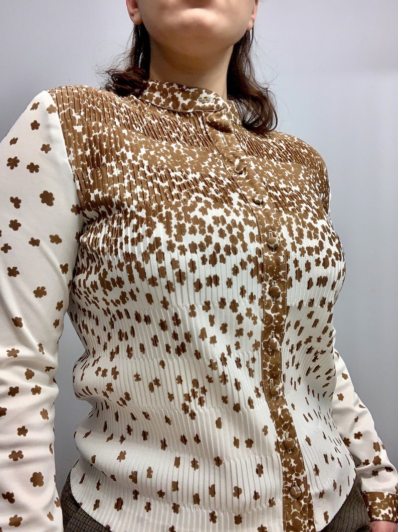 White and Brown floral Blouse image 1