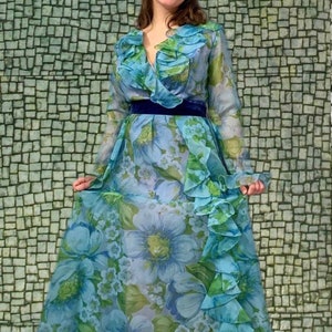 Blue Green Floral Dress image 1