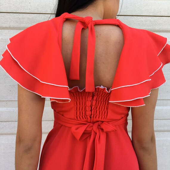 Vintage red lace ruffle maxi skirt (S/M)