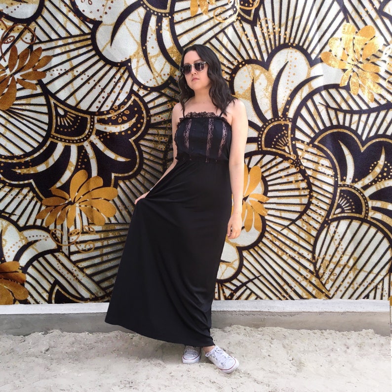 Vintage 1990/'s Lace Maxi Dress With Spaghetti Straps
