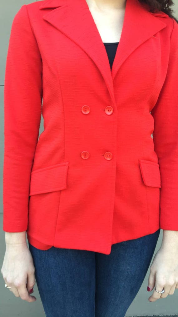 Vintage 1990's Red Lightweight Double Breasted Ja… - image 3