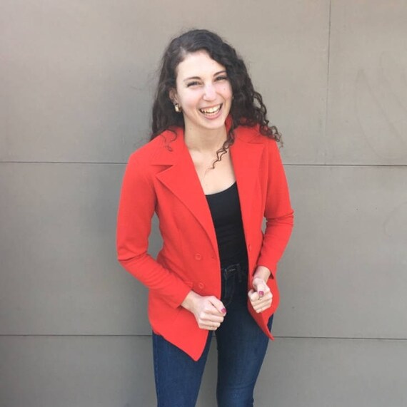 Vintage 1990's Red Lightweight Double Breasted Ja… - image 2