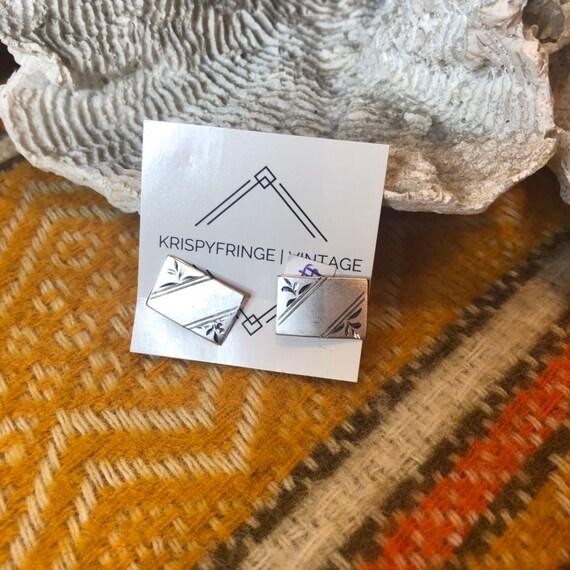 Vintage silver triangular cuff links - image 1