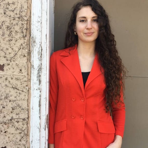 Vintage 1990's Red Lightweight Double Breasted Ja… - image 1