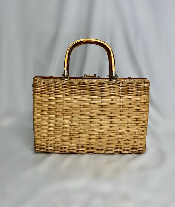 Vintage Seashell Wicker Purse - image 2