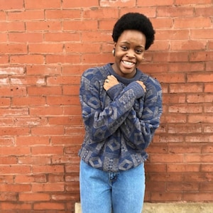 90&#39;s Oversized Unisex Sweater With Aztec Pattern