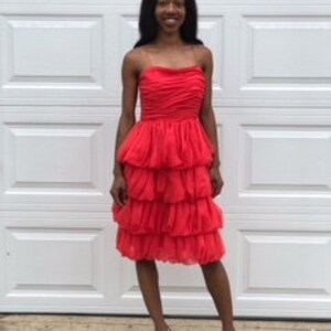 Vintage Sleeveless Coral Fluffy Dress