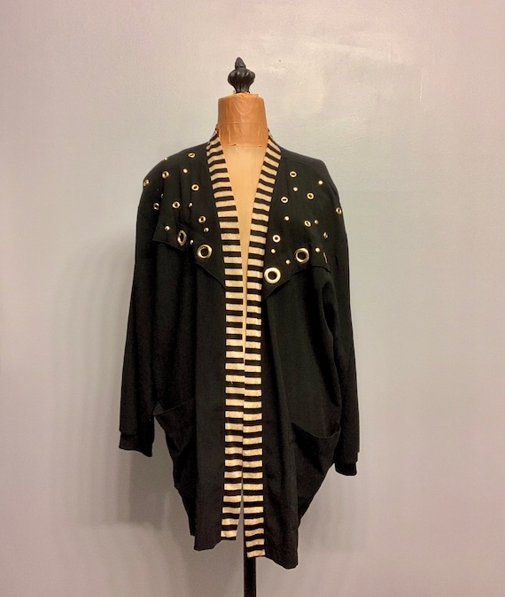 Vintage Black and Gold Cardigan - image 1