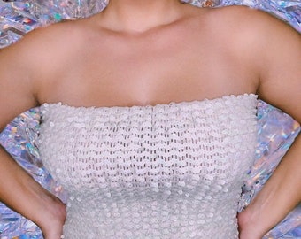 White Sequins Tube Top